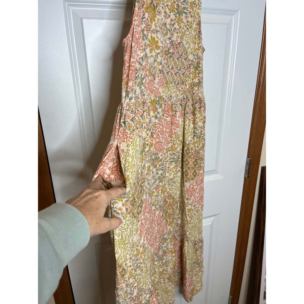 Boho Floral Maxi Dress Small Sleeveless Tiered Cottagecore Beach Flowy - Picture 7 of 12